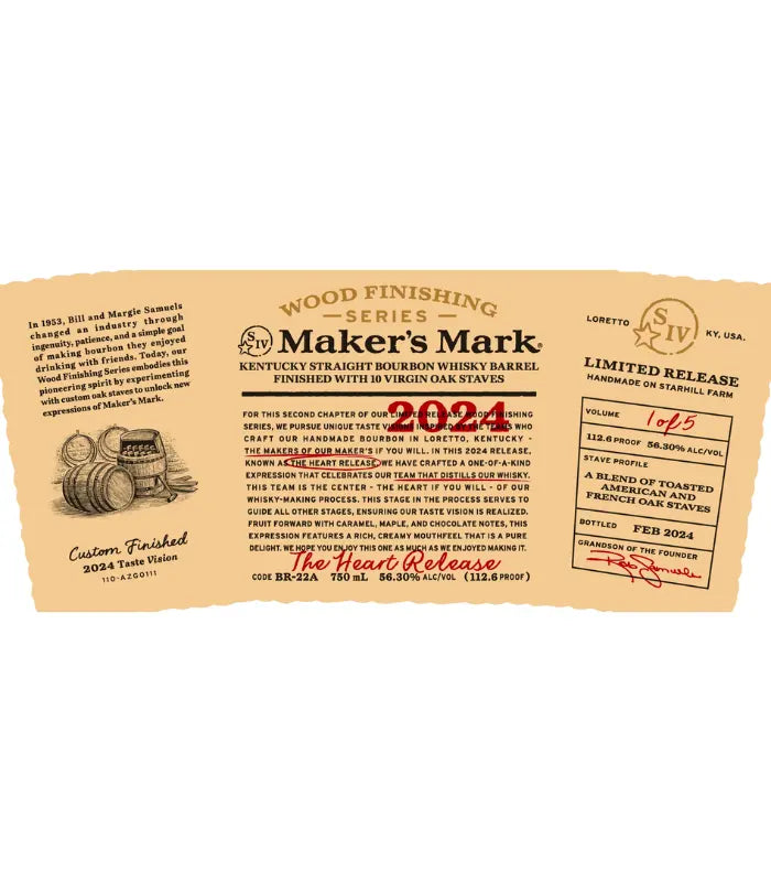 Maker's Mark 2024 Wood Finishing Series The Heart The Barrel Tap