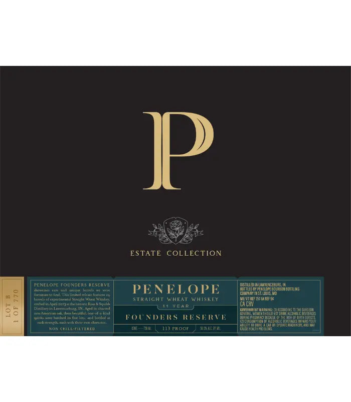 Penelope Estate Collection Founders Reserve 11 Year Straight Wheat Whiskey