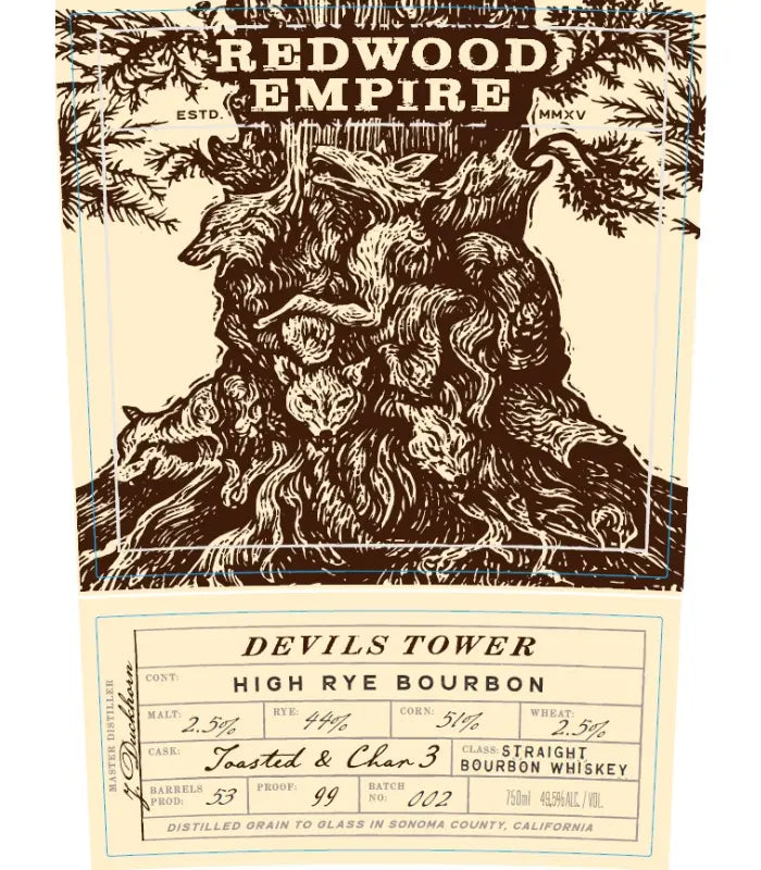 Redwood Empire Devils Tower High Rye Bourbon Batch 2 750mL