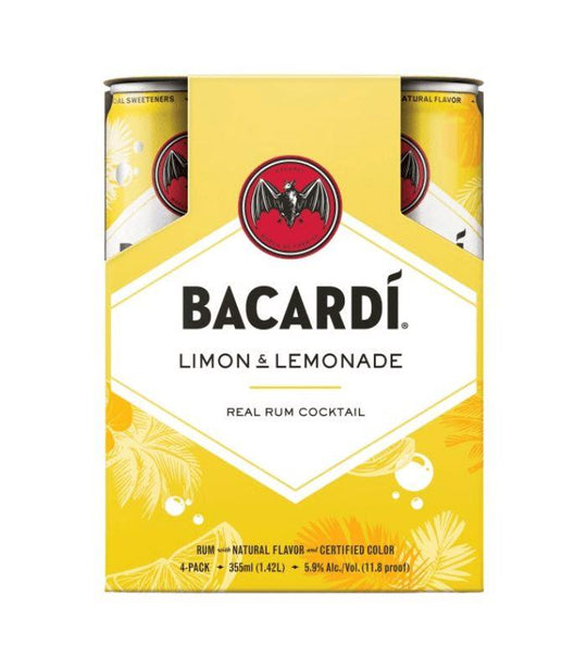 Buy Bacardi Ready To Drink Limon and Lemonade 4 Pack Cans Online Liquor ...